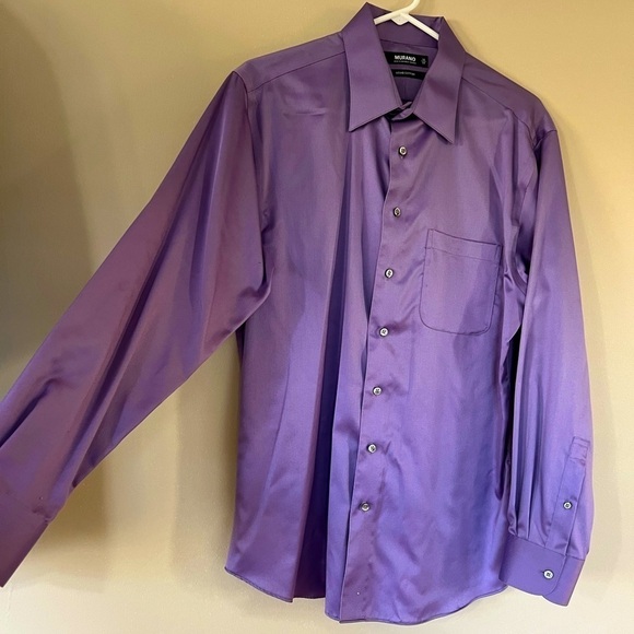 Murano Liquid Cotton Purple Button Down Shirt - Picture 2 of 4